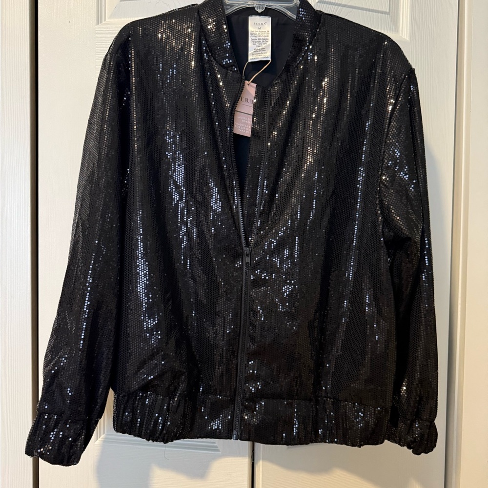 Sequin Black Bomber Jacket